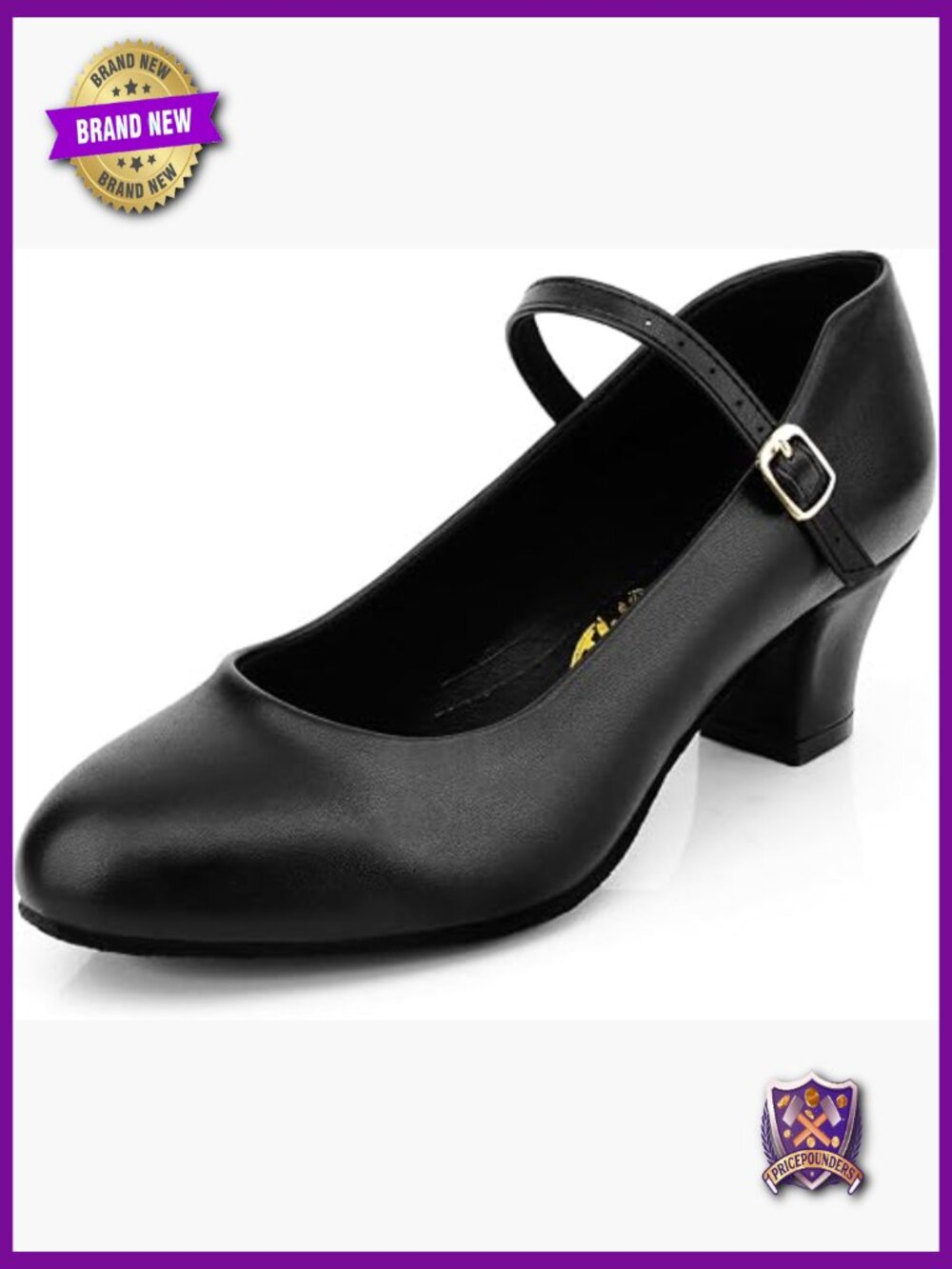 Latin Salsa Dance Heels Ballroom Character T-Strap Pumps Non-Slip